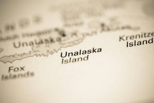Острів Уналашка Аляска Сша Географічній Карті — стокове фото