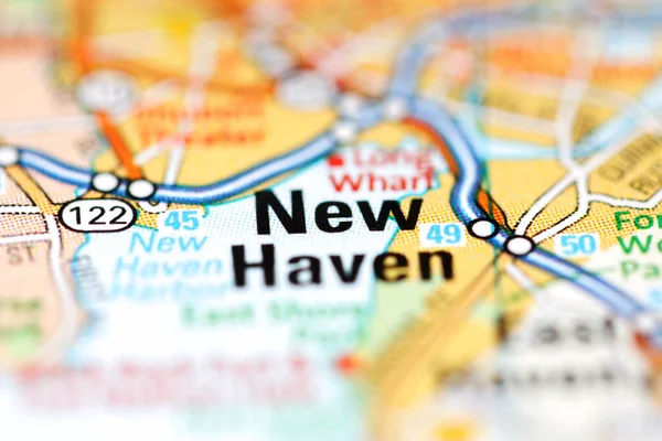 New Haven Mapa Geográfico Dos Eua — Fotografia de Stock
