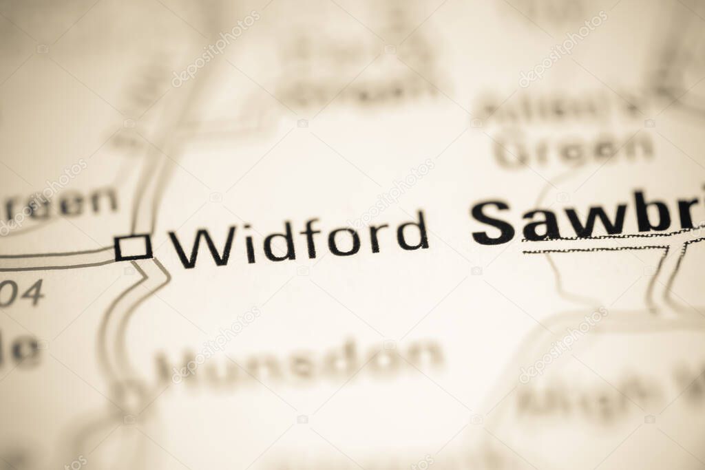 Widford. United Kingdom on a geography map