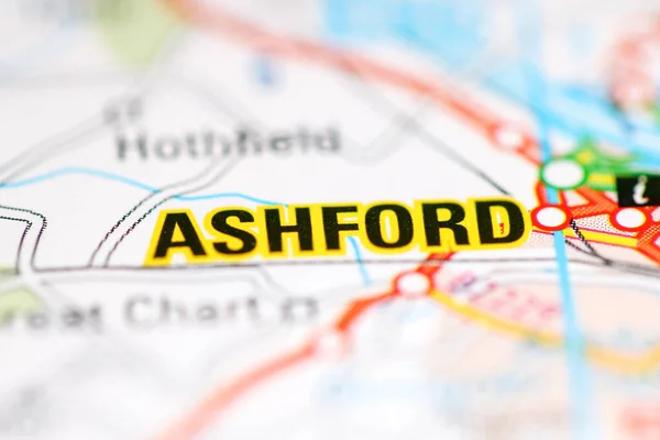 Ashfordban Egyesült Királyság Földrajzi Térképen — Stock Fotó
