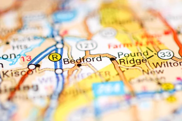 Bedford New York Usa Auf Einer Geografischen Karte — Stockfoto
