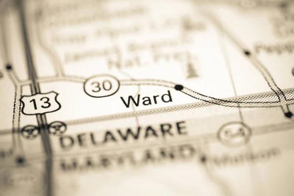 Ward. Delaware. USA on a geography map