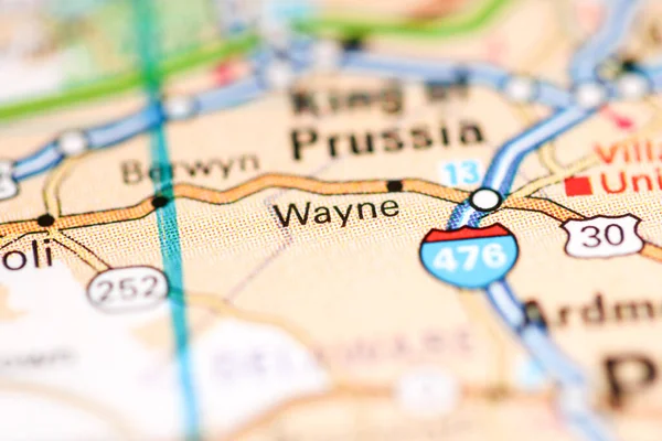 Wayne. Pennsylvania. USA on a geography map