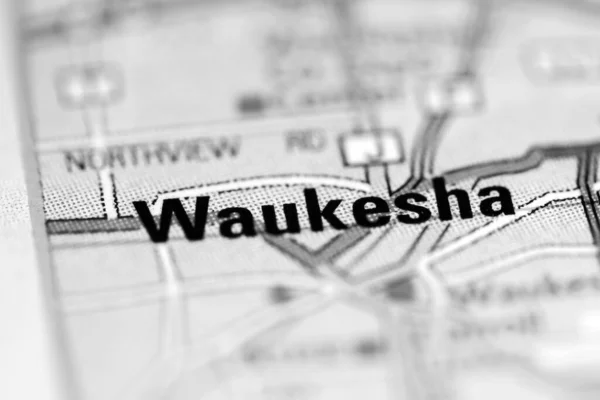 Waukesha Mapa Geográfico Dos Eua — Fotografia de Stock