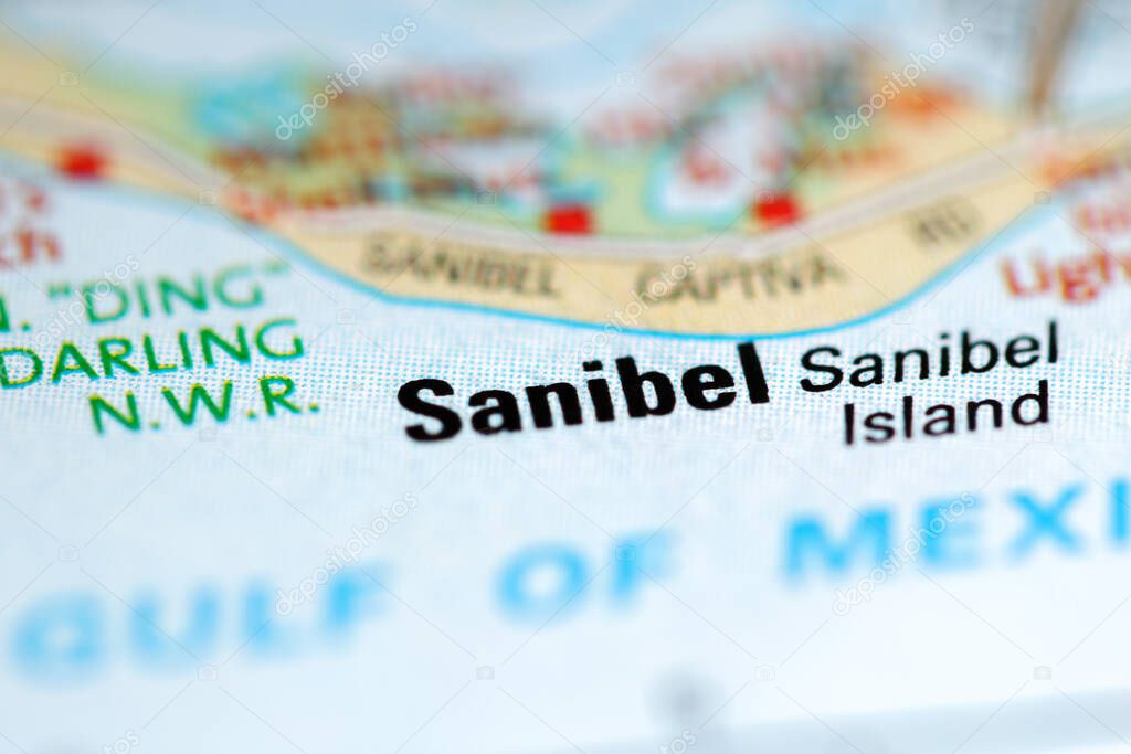 Sanibel on a geographical map of USA