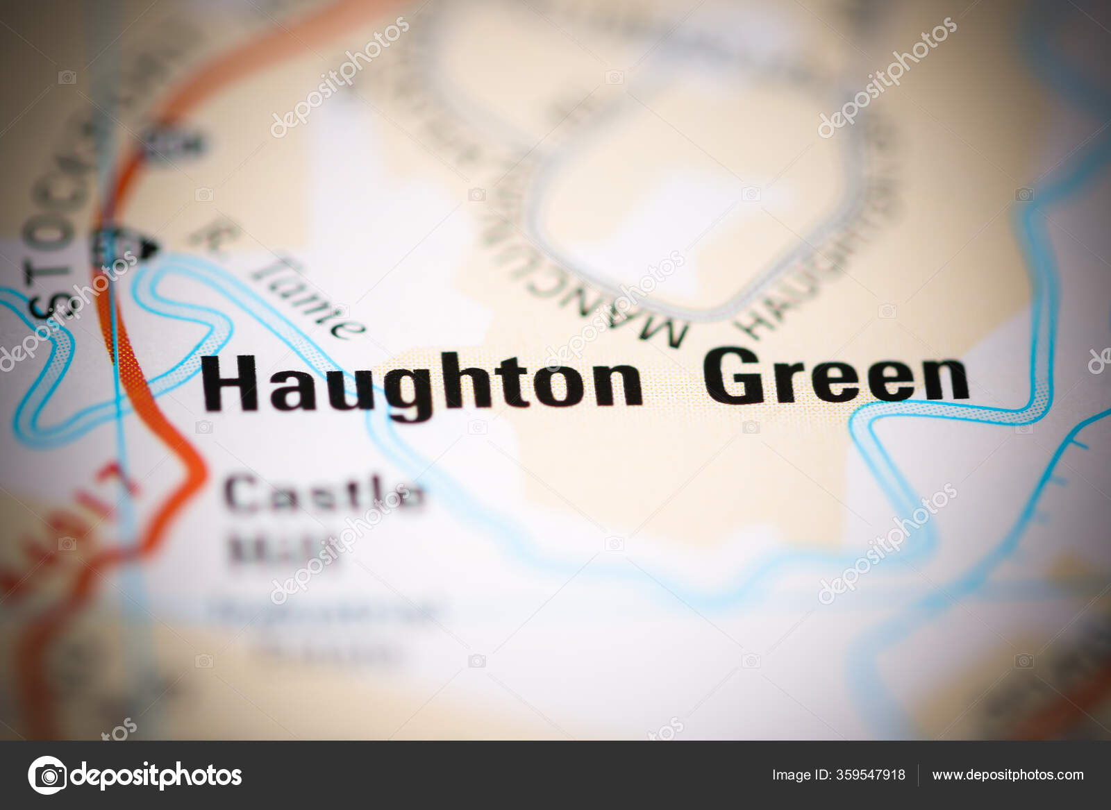 Haughton Green Geographical Map Stock Photo by ©aliceinwonderland2020