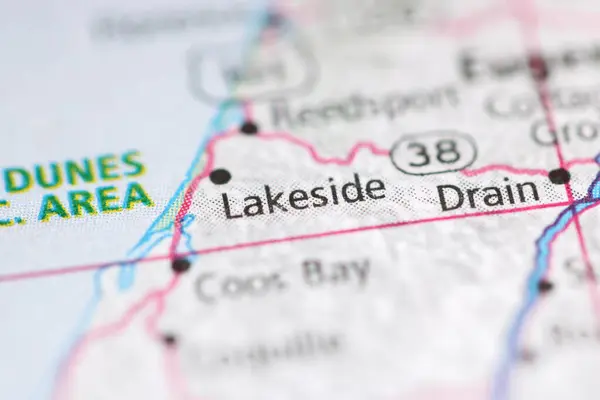 Lakeside Mapa Geográfico Dos Eua — Fotografia de Stock