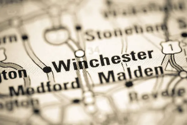Winchester Massachusetts États Unis Sur Une Carte Géographique — Photo