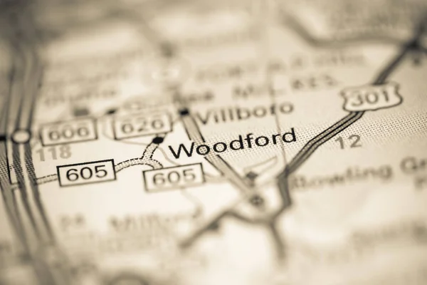 ウッドフォード バージニア州 地理地図上のアメリカ — ストック写真