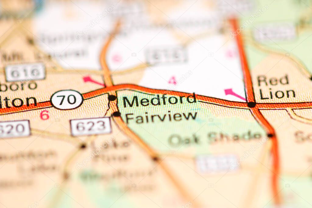 Medford. New Jersey. USA on a geography map