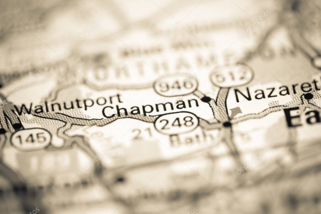 Chapman. Pennsylvania. USA on a geography map