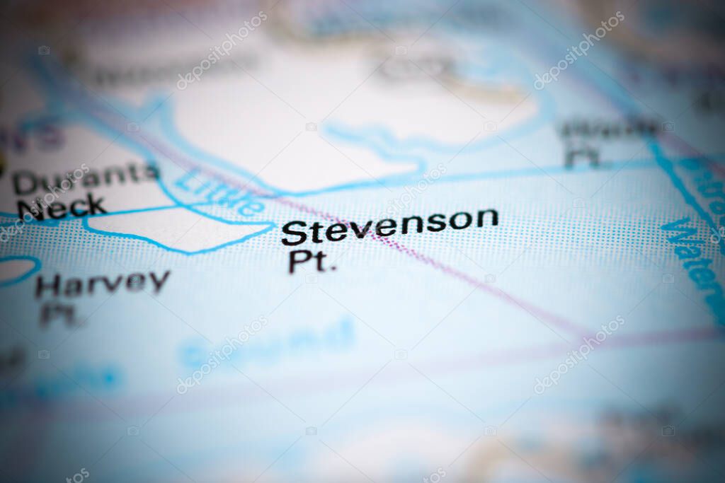 Stevenson Pt. North Carolina. USA on a geography map