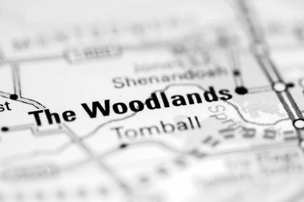 The Woodlands. Texas. USA on a geography map