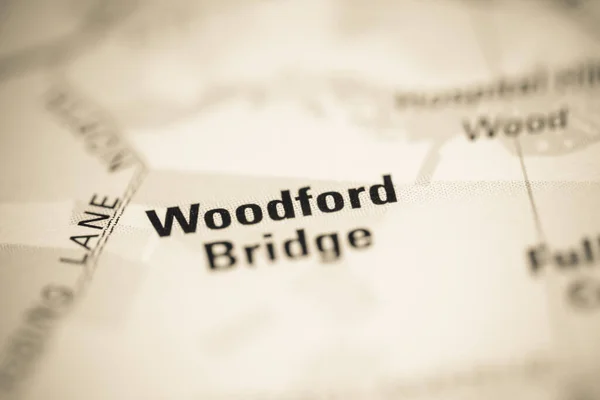 Woodford Bridge Sobre Mapa Reino Unido — Fotografia de Stock