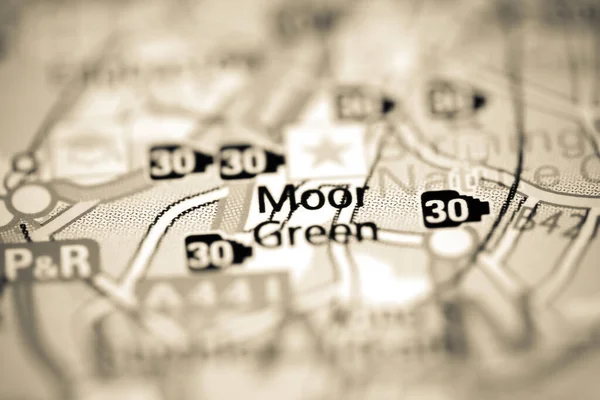 Moor Green Mapa Geográfico Reino Unido — Fotografia de Stock