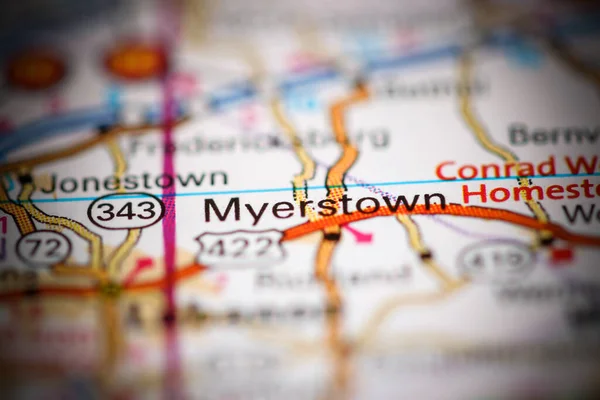 マイヤーズタウン ペンシルベニア州 地理地図上のアメリカ — ストック写真