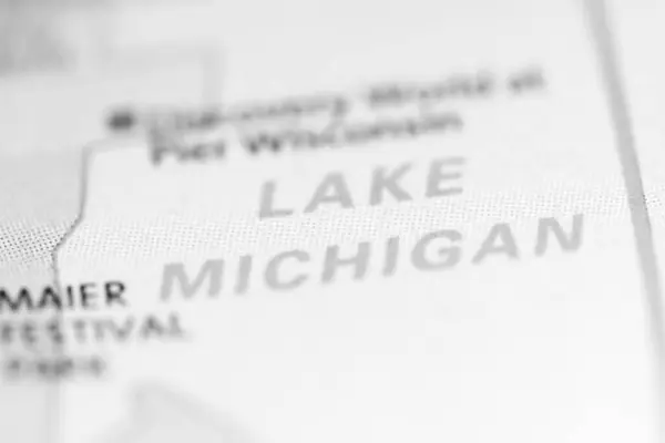 Λίμνη Michigan Γεωγραφικό Χάρτη Των Ηπα — Φωτογραφία Αρχείου