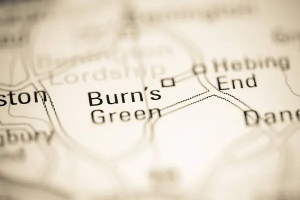 Burn Green Великобритания Географической Карте — стоковое фото