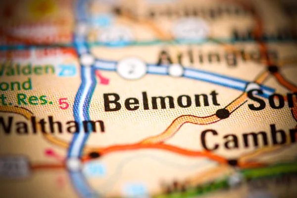 Belmontban Massachusetts Ben Usa Egy Földrajzi Térképen — Stock Fotó