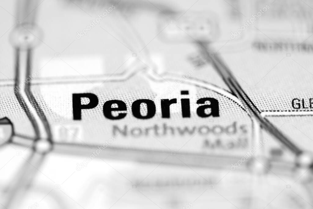 Peoria on a geographical map of USA