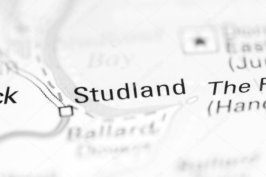 Studland. United Kingdom on a geography map