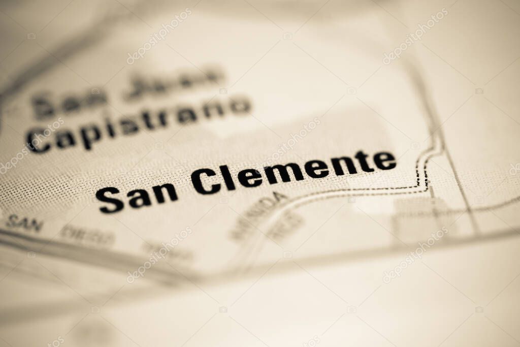 San Clemente. California. USA on a geography map