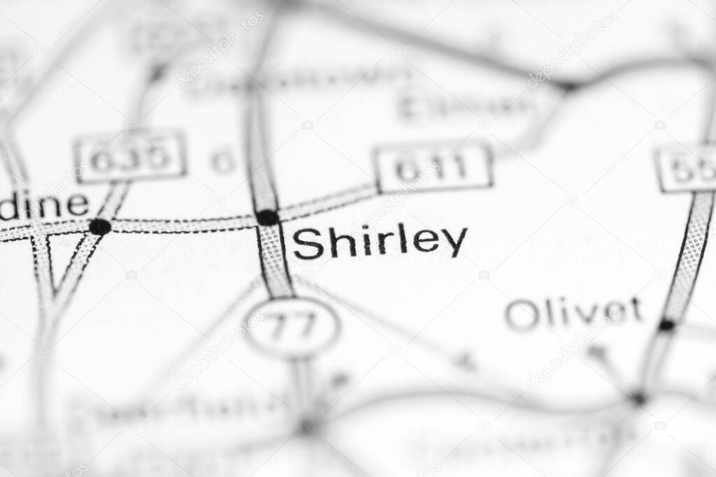 Shirley. New Jersey. USA on a geography map