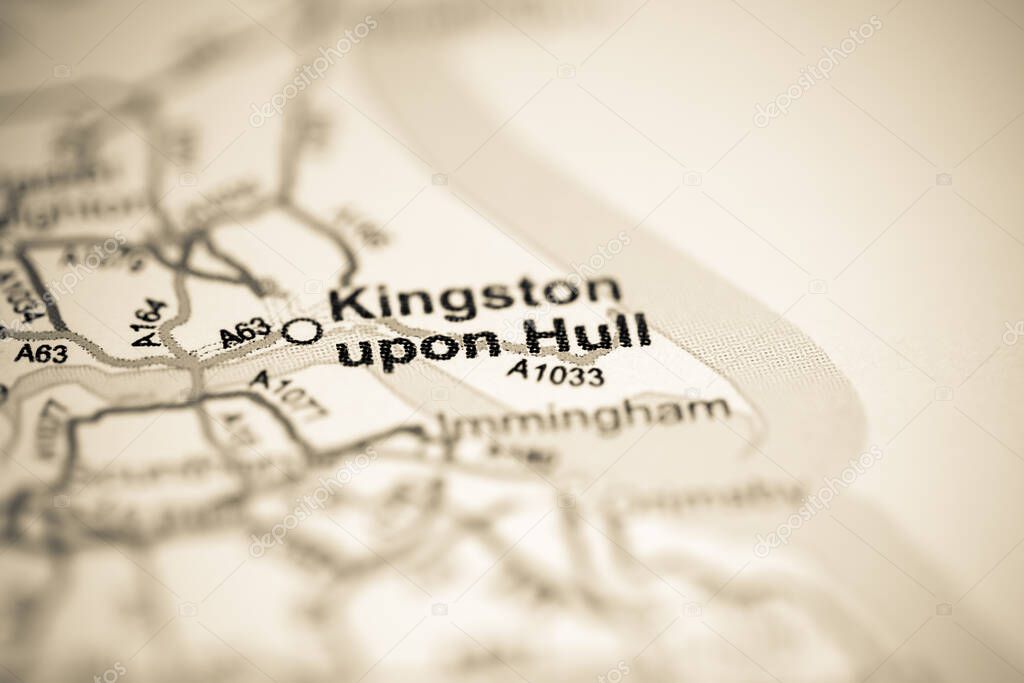 Kingston upon Hull. United Kingdom on a geography map