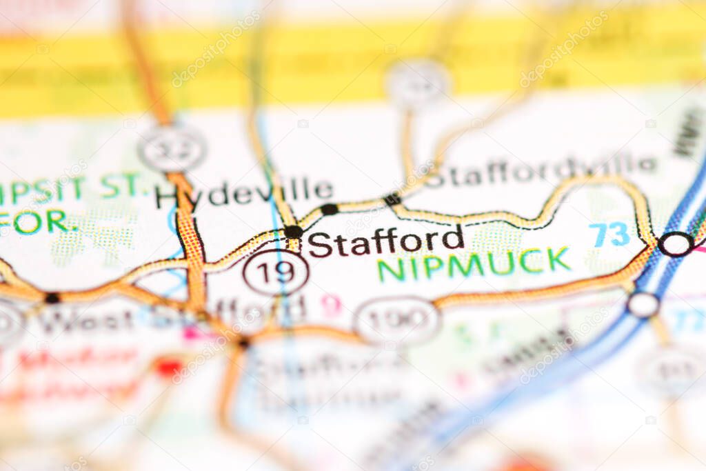 Stafford. Connecticut. USA on a geography map