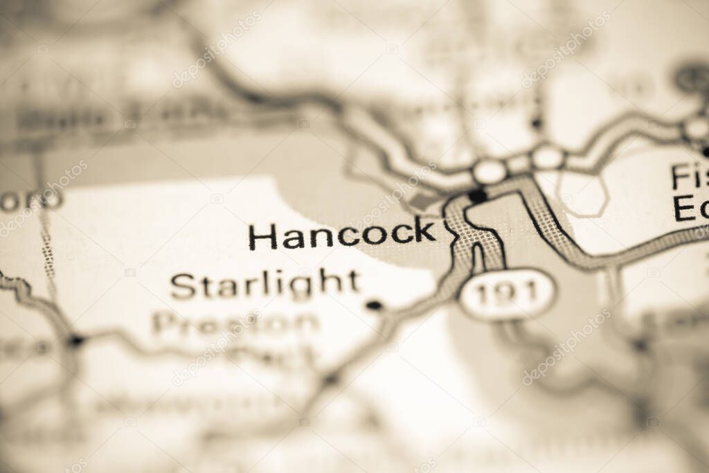 Hancock. Pennsylvania. USA on a geography map