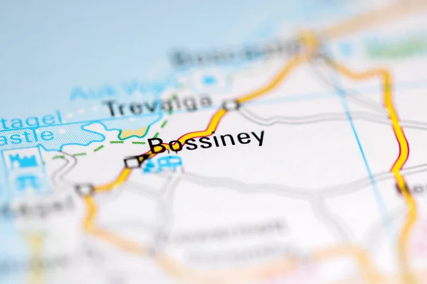 Bossiney Reino Unido Sobre Mapa Geografia — Fotografia de Stock