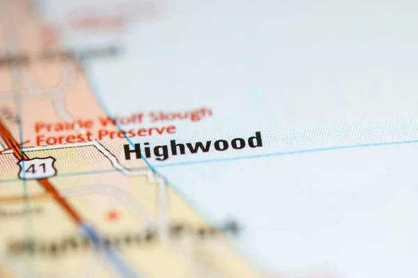 Highwood on a map of the United States of America