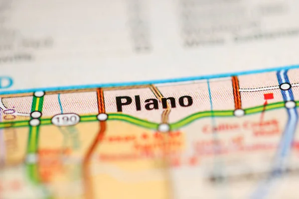 Plano on a map of the United States of America
