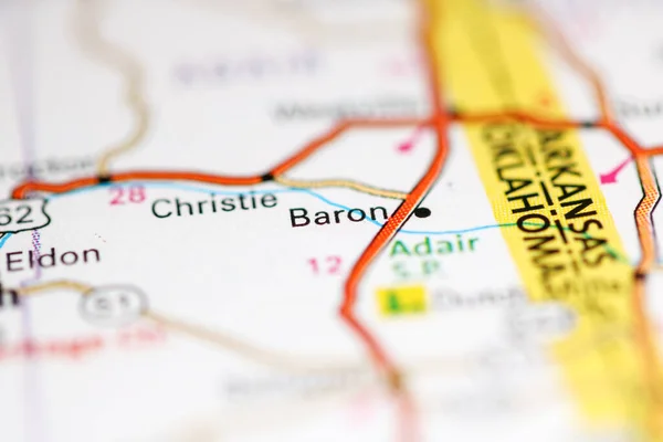 Baron Oklahoma Usa Auf Einer Geografischen Karte — Stockfoto
