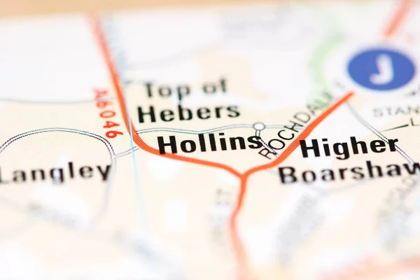 Hollins Mapa Geográfico Del Reino Unido — Foto de Stock