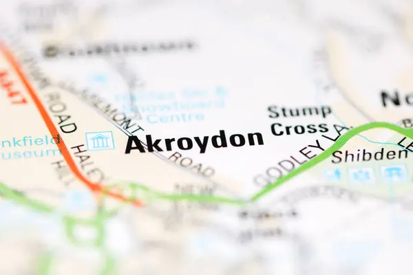 英国の地理地図上のAkroydon — ストック写真