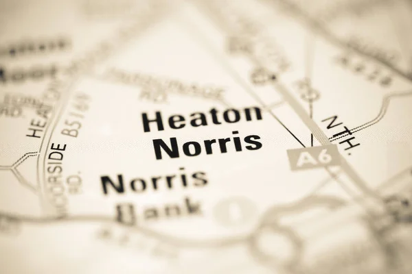 イギリスの地理地図上のヒートン ノリス — ストック写真
