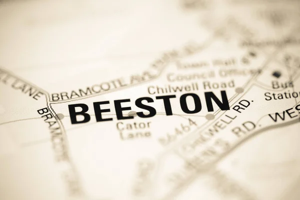 Beeston Sur Une Carte Géographique Royaume Uni — Photo