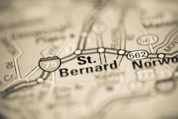 St. Bernard on a map of the United States of America