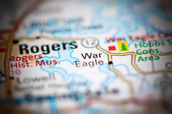 War Eagle. Arkansas. USA on a geography map