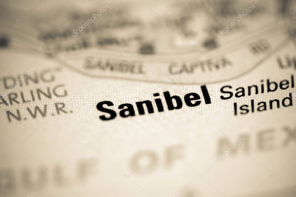Sanibel on a geographical map of USA