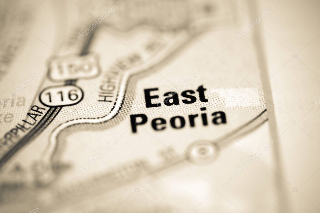 East Peoria on a geographical map of USA