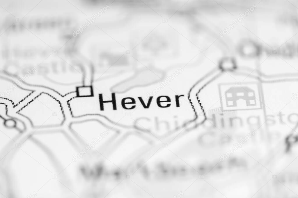 Hever. United Kingdom on a geography map