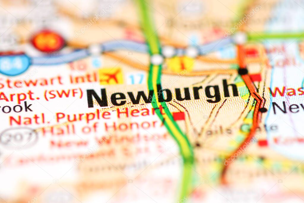 Newburgh. New York. USA on a geography map