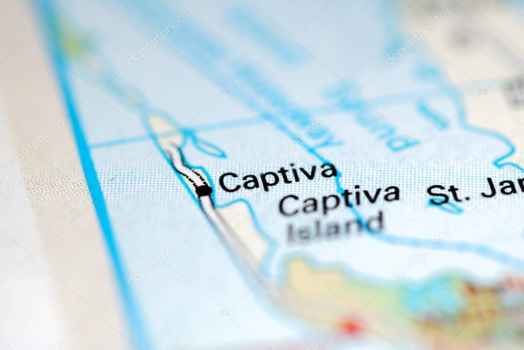 Captiva on a geographical map of USA