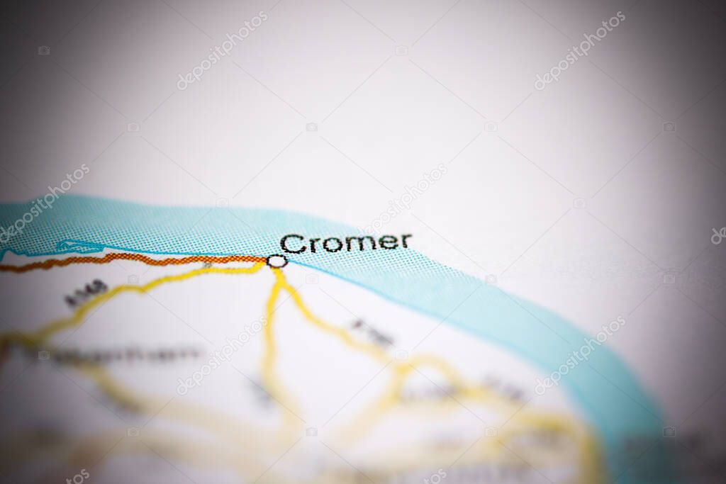 Cromer. United Kingdom on a geography map