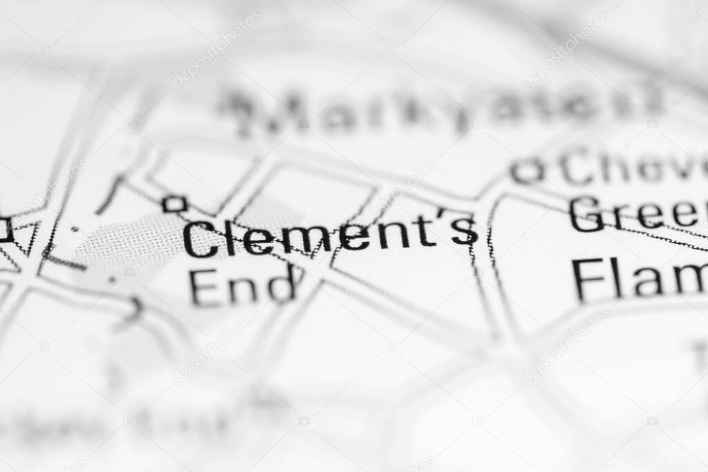 Clement's End. United Kingdom on a geography map