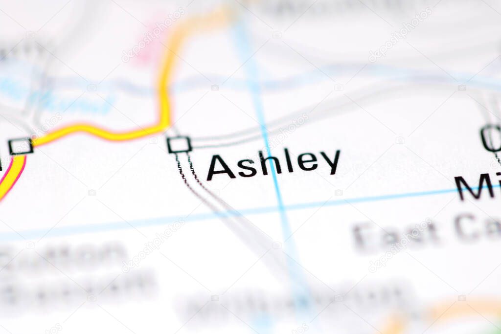 Ashley on a geographical map of UK