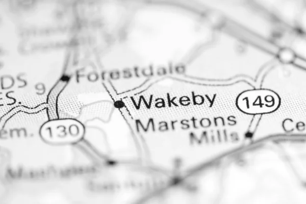 Wakeby. Massachusetts. USA on a geography map