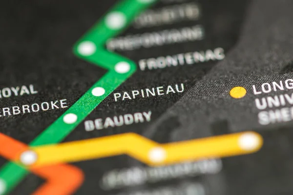 Papineau Mapa Metrô Montreal — Fotografia de Stock